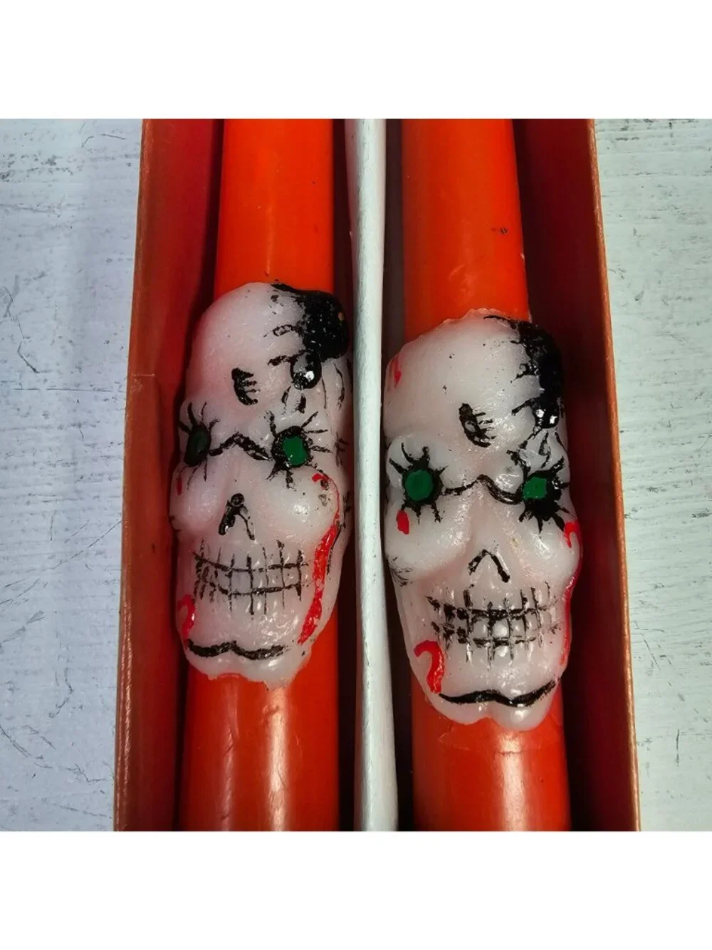 Set of 2 Vintage Halloween Skull w/ Spiders 10